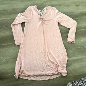 Free Press Nordstroms Pink Dress Long Sleeve Soft Tie Front NWT Size Medium